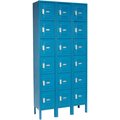 Global Industrial 6-Tier 18 Door Box Locker, 12W x 18D x 12H, Blue, Assembled 269693BL